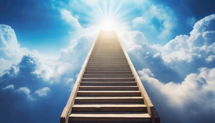 stairway through the clouds to the heavenly light stairway to heaven copyspace generative ai