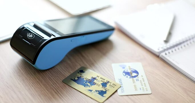 Credit card reader and credit card us tole. Shopping mall department store grocery store and buying and selling with credit card