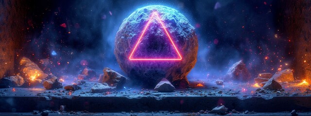 Dark Side of the Moon With Neon Triangle