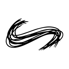 Scribble brush stroke element, abstract charcoal curly line illustration for background design 