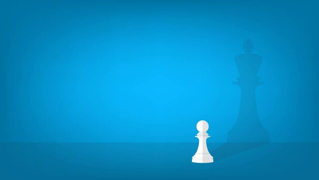 Dream big. Vector chess pawn with shadow of the king