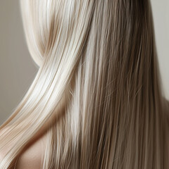 Naklejka premium Beautiful female natural healthy long blonde hair, close-up