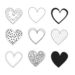 White and Black  set of hearts