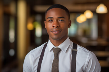 Obraz premium Young African American man in business uniform