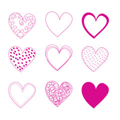 Pink and White  set of hearts