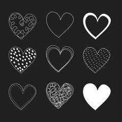Black and White set of hearts