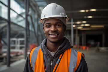 Young African American man with worker cap