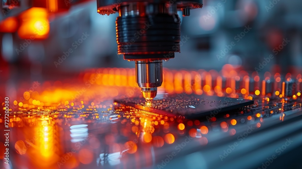 Aufkleber in this close-up, a silicon die is extracted from a semiconductor wafer and attached to the substrat