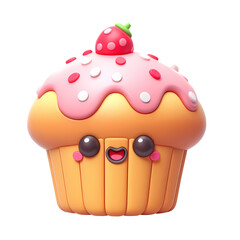 3d cupcake with icing and sprinkles. Realistic 3d high quality isolated render