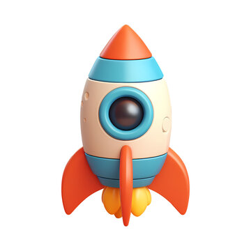 3d cartoon rocket in space