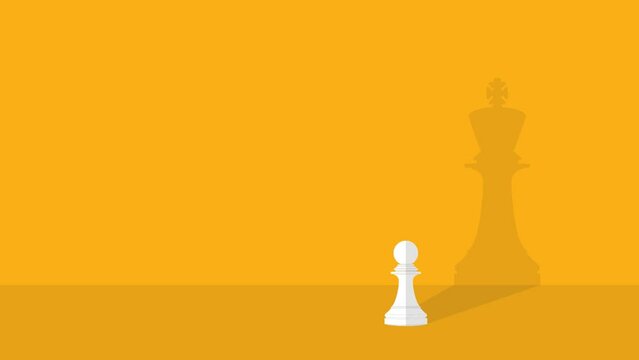 Dream big. Vector chess pawn with shadow of the king