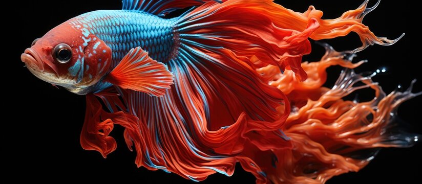 Ornamental betta fish close up, isolated with the appearance of a large aquarium