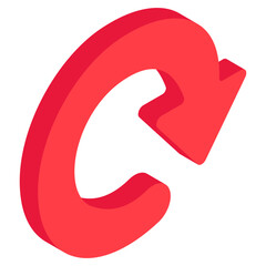 An isometric design icon of reload arrow