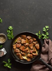 Braised beef in cast iron skillet