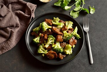 Beef with broccoli in asian style