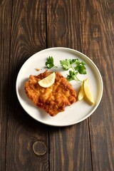 Pork schnitzel with lemon and leaves of parsley