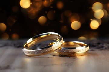 wedding gold rings - obrazy, fototapety, plakaty