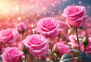  pink roses with bokeh