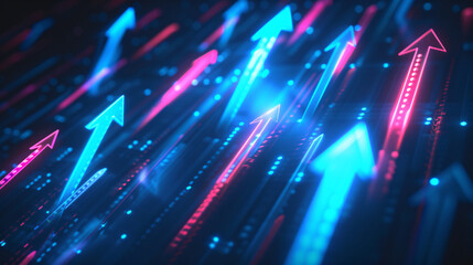 Fintech upward arrow chart background, stock stock market finance economic growth trend concept illustration