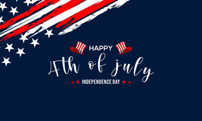 Happy Fourth of july Vector illustration. American Independence Day greeting card, banner, poster with United States flag, stars and stripes.