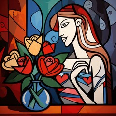girl with a bouquet of flowers