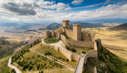 top view of the castle castillo de loarre huesca province aragon spain - obrazy, fototapety, plakaty