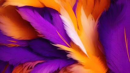 Obraz premium Stylish Orange and Purple Soft Feathers Background