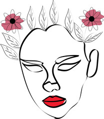 Face Flower LIne Art Vector Image