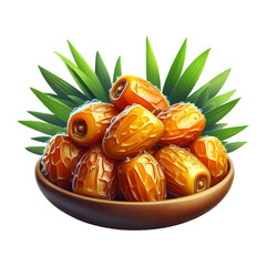 Dry dates isolated on transparent background Arabic food Top view.