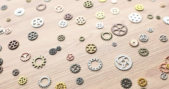 Clockwork parts and metal gear and cogwheels. Logical thinking and the development of logic