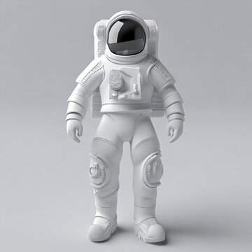 One person is wearing a white astronaut costume on a white background