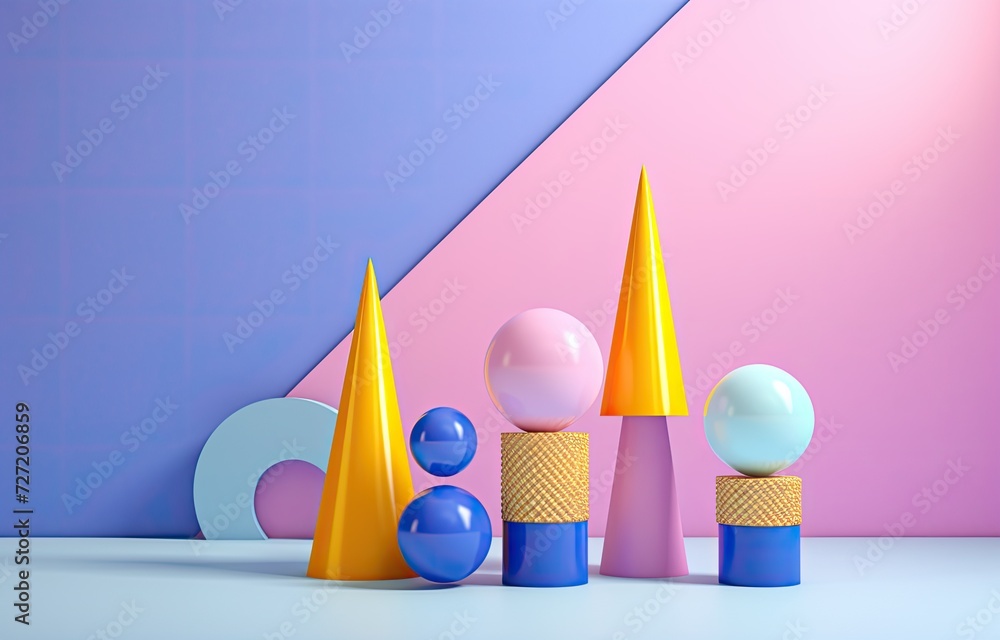 Poster a captivating arrangement of abstract objects, inviting interpretation and contemplation.