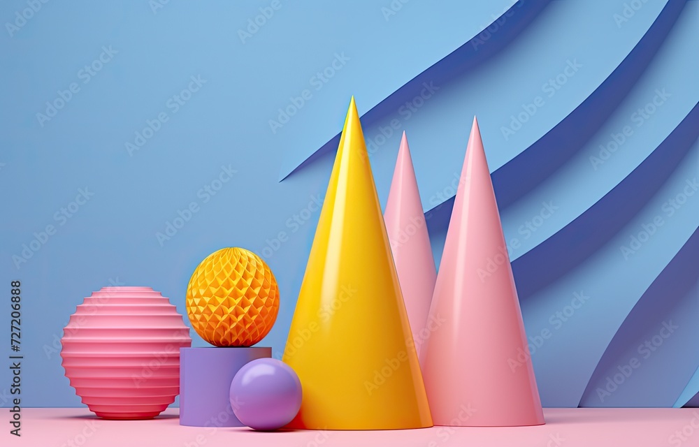 Poster a captivating arrangement of abstract objects, inviting interpretation and contemplation.