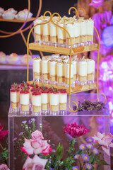 Individual Presentation Of Desserts For The Reception Of The Party