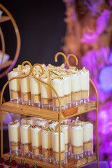 Individual Presentation Of Desserts For The Reception Of The Party