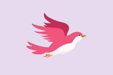 Flying bird concept. Colored flat vector illustration isolated.