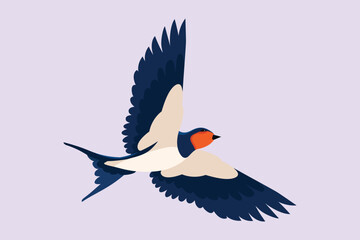 Flying bird concept. Colored flat vector illustration isolated.