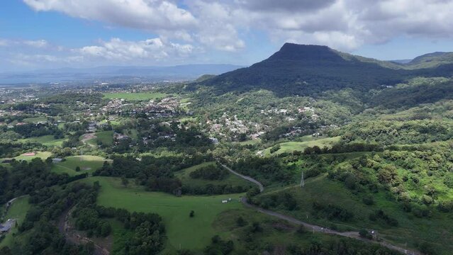 Aerial view looking south toward Mount Kembla and Lake Illawarra