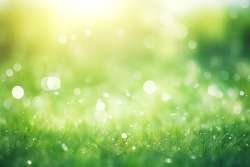 Fototapeta na wymiar green grass with a bright blur background