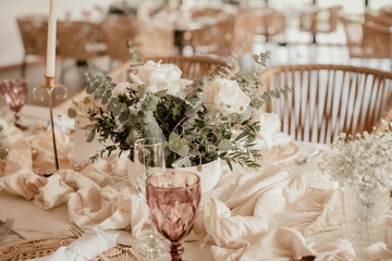 Table Decoration For An Event Party Or Wedding Reception.