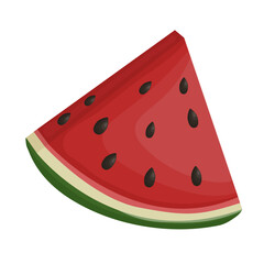 Watermelon flat vector icon. Juicy slice of watermelon in cartoon style.