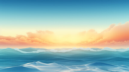 Fototapeta premium Sandy beach with light blue transparent water waves and sunlight, tranquil aerial beach scene