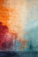 Obraz premium Abstract Colorful grunge texture Background. Orange, red, and blue gradient stained aged wall rust pattern Surface painting canvas Digital art illustration