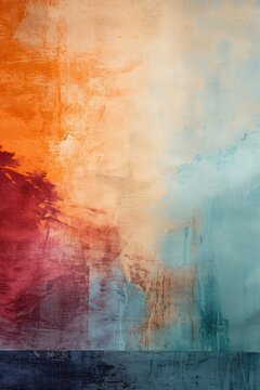 Abstract Colorful grunge texture Background. Orange, red, and blue gradient stained aged wall  rust pattern Surface painting canvas Digital art illustration