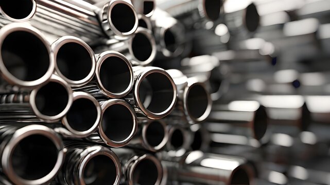 Close up of cylindrical steel pipe background