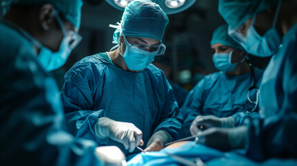 手術室で手術する医師