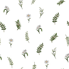 
watercolor seamless botanical pattern, forest seamless print, botanical background