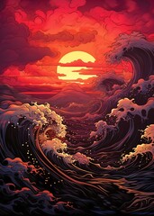 Sea sunset wave