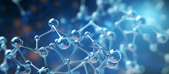 Molecule or atom Abstract molecular structure for Science or medical background 3d illustration.AI Generative
