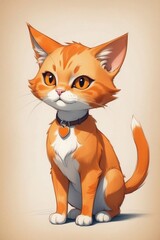 Illustration of an orange and white cat